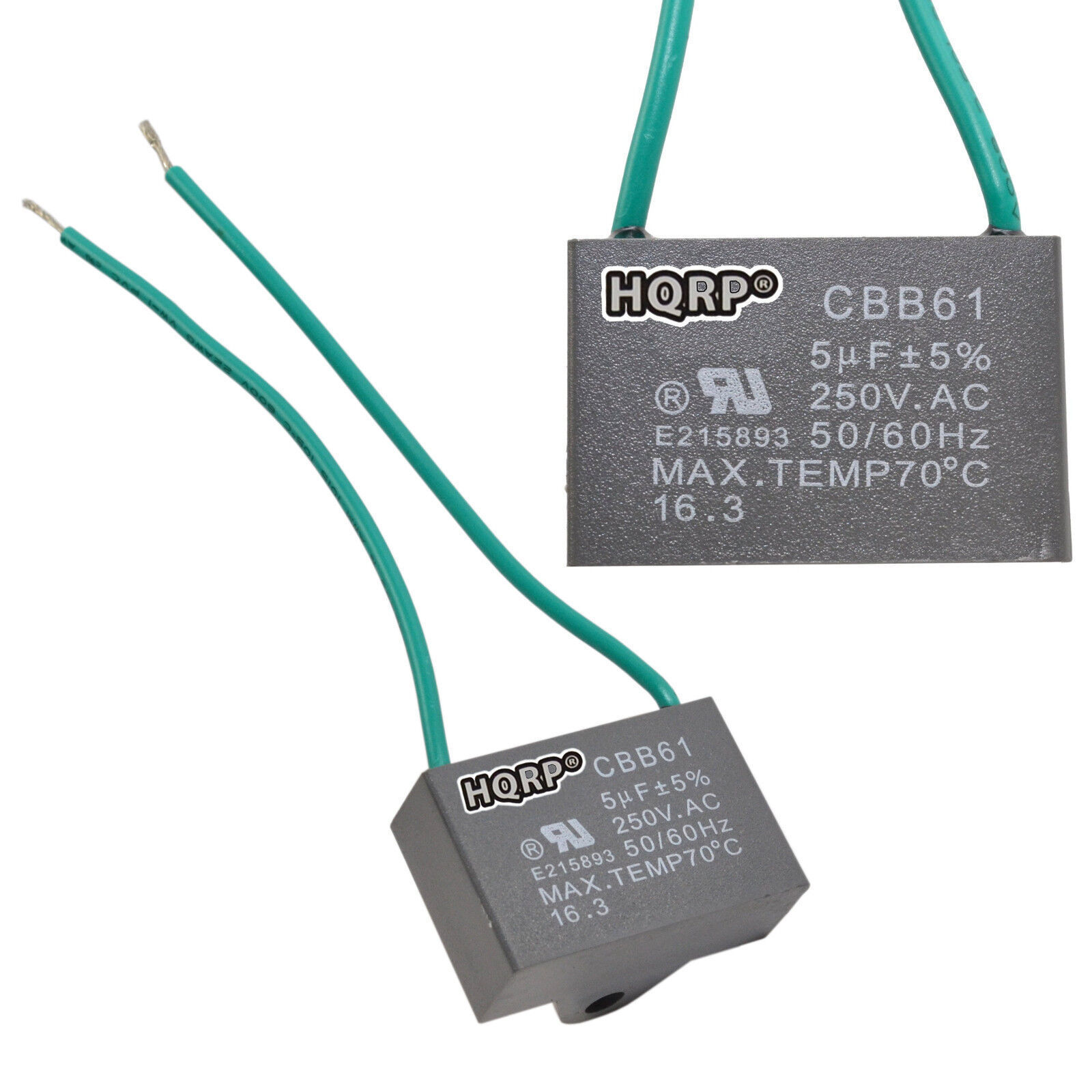 Primary image for 2-Pack Motor Ceiling Fan Capacitor CBB61 5uf 2-Wire Replacement Voltage: 250VAC