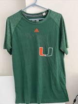 MIAMI HURRICANES T SHIRT Adidas Ultimate Tee green Poly NCAA Size L - £11.52 GBP