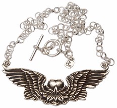 Lotus Rising Zen Wings Heart Fine Sterling Silver Necklace 925 Femme Metale - £113.87 GBP