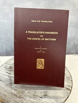 Translators Handbook To The Gospel Of Matthew (Helps For By B. M Newman &amp; Eugene - £18.98 GBP