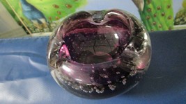 Ashtray Crystal Handblown Purple Controlled Bubbles Murano Italy - £51.37 GBP