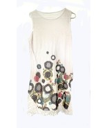 White Lace Print Dress, Lined, XL, Hitched at Hemline, Washable, Stretchy - $601.95 MXN