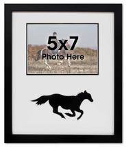 Running Black Horse Equestrian Photo Frame for 5x7 Photo Black and White - £19.98 GBP