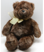 Gund Classic Plush Teddy Brown Bear With Gold Neck Bow Tie Ribbon 17&quot; - £11.87 GBP