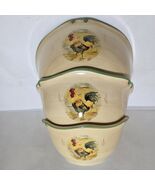 Gibson Pottery Rooster 3pc. Serving Nesting Bowls Set Handpainted Mixing - $37.99