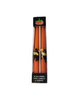 2 Vintage 10&quot; Halloween Taper Candles Witch On Broom Orange in Box Hong ... - £6.22 GBP