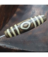 Old Tibetan 3 Eyes Pattern Soft Skin Agate stone rare Dzi Bead Amulet #3 - $3,147.53 MXN