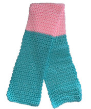 Childs Hand Crocheted Neck Scarf  Multicolored Pink &amp; Aqua New - £7.64 GBP