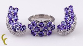 Authenticity Guarantee 
Iolite and Diamond 14k White Gold Earring and Ring Je... - £1,942.24 GBP