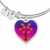 Family Tree Stainless Steel or 18k Gold Heart Bangle Bracelet - £37.92 GBP+
