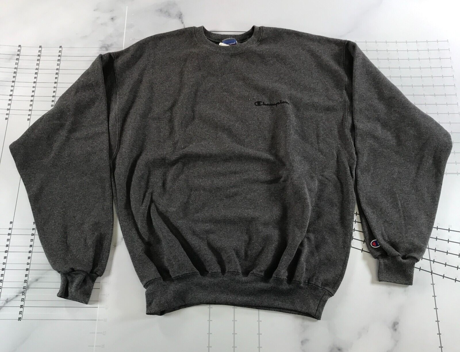 Vintage Champion Rundhalsausschnitt Sweatshirt Herren L Dark Heather Gra... - $64.34