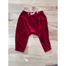 Peek... Jogger Pants Baby Girls 12-18 Months Red Velour Ruched Drawstring New - £11.18 GBP