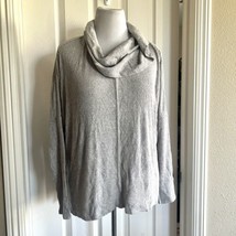 New Status Nordstrom Heather Grey Cowl Neck Ribbed Lightweight Pullover Top Sz S - £15.81 GBP
