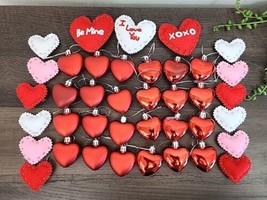 Valentines Day Hearts Ornaments Bowl Filler Red Pink White Decor Set Of ... - $18.99
