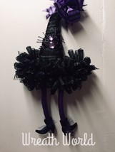 New Handmade Purple Halloween Witch Hat Wreath Handmade Halloween Wreath - £42.77 GBP