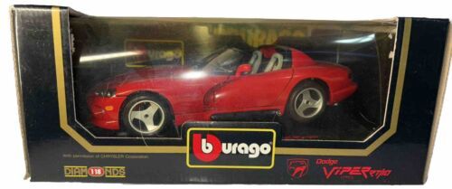 Vintage Red 1992 Bburago Dodge Viper RT/10 1:18 Die Cast Model Car New in Box - $34.64