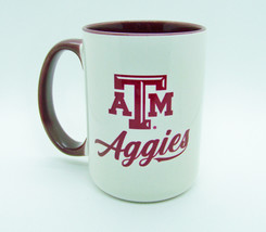 Texas A&amp;M Aggies NCAA Logo Inner Color White Ceramic Coffee Mug Tea Cup 15oz - £18.99 GBP