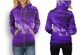 Purple Night Dolphin   Womens Graphic Zipper Hooded Hoodie - £27.36 GBP+