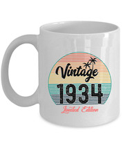 Vintage 1934 Coffee Mug 90 Year Old Retro Sunset White Cup 90th Birthday Gift - £11.83 GBP