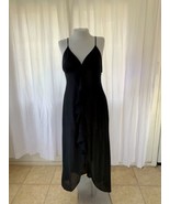 VTG 60&#39;s Black Maxi Slip Dress Made In California Ruffle Nightie Gown Se... - $12.20