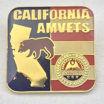 California AMVETS Vintage Pin Metal Enamel Gold Tone Bear State Shape Ve... - £9.41 GBP
