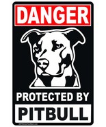 ANYStickerYouWant Danger Protected by Pit Bull Pitbull Dog Beware of Dog... - €7,54 EUR