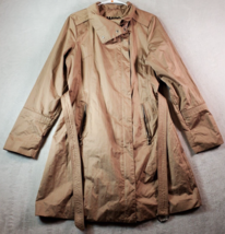 Marc New York Rain Jacket Women Small Gold Polyester Pockets Belted Button Front - £27.33 GBP