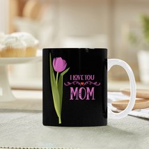 Ceramic Mug – 11 oz Black Coffee Mug – Mother&#39;s Day Gift - ILU Tulip - £10.61 GBP