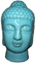 Buddha 42138 Head Bust Crackle Ceramic 8" H Resin Figurine Statuary - $24.74