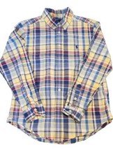 Boys Ralph Lauren Long Sleeve Button Down Shirt Sz Large 14/16 Blue Yellow Logo  - £12.74 GBP