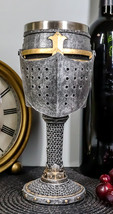 Ebros Medieval Knight Of The Cross Suit of Armor Helm 7&quot;H Wine Goblet Ch... - $465.81 MXN