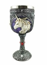 Magical Enchanted Waterfall Kingdom Rare Unicorn 5oz Wine Drink Goblet Chalice - £18.49 GBP