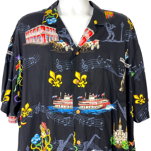 New Orleans Jazz Mardi Gras Bourbon Street Paradise Found Rayon Shirt 2XL Mens - £41.73 GBP