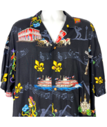 New Orleans Jazz Mardi Gras Bourbon Street Paradise Found Rayon Shirt 2X... - £41.62 GBP