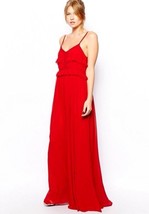 Mng By Mango Maxi Dress Size: 4 (Small) New Ship Free Red Crochet Chiffon Long - £102.25 GBP