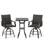 3 Pieces PE Wicker Patio Swivel Bar Set with Quick-Drying Foam-Black - $770.29