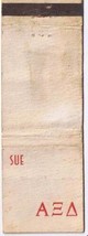 Matchbook Cover Sue Alpha Xi Delta Sorority - £2.18 GBP