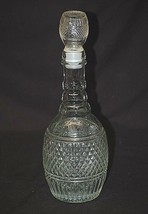 Old Vintage Clear Glass Wine Bar Decanter w Diamond &amp; Ribbed Pattern Barware - £23.72 GBP