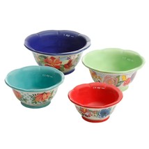 Four (4) ~ Pioneer Woman ~ Measuring Cups/Bowls ~ SPRING BOUQUET ~ Stoneware - £20.92 GBP