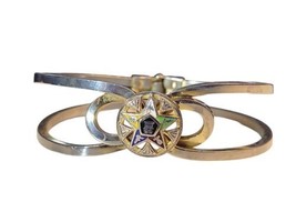 Vintage Masonic Order of the Eastern Star Clamp Shut Bracelet  Gold Tone - £15.46 GBP