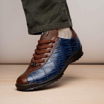 Genuine alligator and ostrich quill fashion sneaker Shoes Saulo Blue Jeans image 7