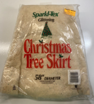 Sparkl-Tex Glittering Christmas Tree Skirt 58&quot; Diameter 2 Pieces Vintage - £19.38 GBP