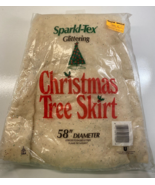 Sparkl-Tex Glittering Christmas Tree Skirt 58&quot; Diameter 2 Pieces Vintage - £19.43 GBP