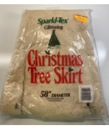Sparkl-Tex Glittering Christmas Tree Skirt 58&quot; Diameter 2 Pieces Vintage - $33.78 CAD
