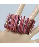 Vintage Red Pink Abalone Shell Bracelet Stretchy - $18.00