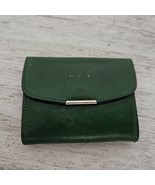 Vintage Mini 2-Sided Coin Purse Wallet Green Leather - $13.55 CAD