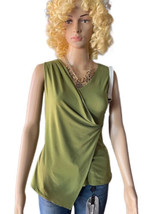 Carmen Marc Valvo draped crossover  knit top OLIVE GREEN sleeveless size XS - £27.69 GBP