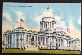Vtg Arkansas State Capitol Post Card Linen Colourpicture Little Rock Unp... - $3.95
