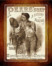 Vintage 1900s Shaving Soap Poster Print Wall Art, Masculine Bathroom Wal... - £18.06 GBP+