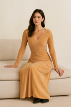 Spiegel Maxi Dress Size Large Orange Cotton Blend Vintage Long Sleeve 90... - €30,85 EUR